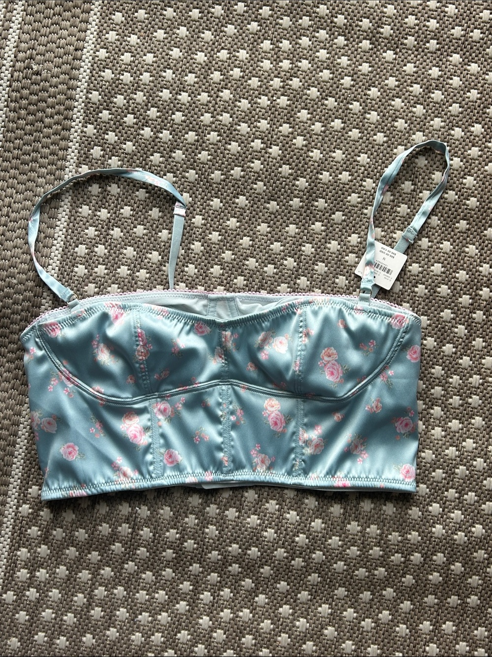 NWT Anthropologie LyreBird Silky Printed Longline Satin Bra Top (M) - Picture 5 of 8